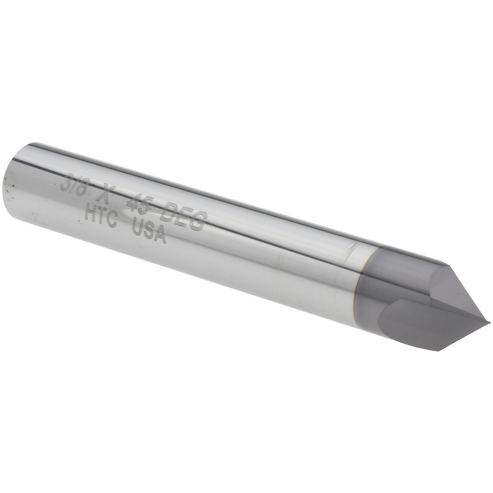 Harvey Tool Chamfer Mill: 3/8" Dia, 3/8" Shank Dia, 90 deg, 2 Flute, Solid Carbide, Single End - 72545-C3