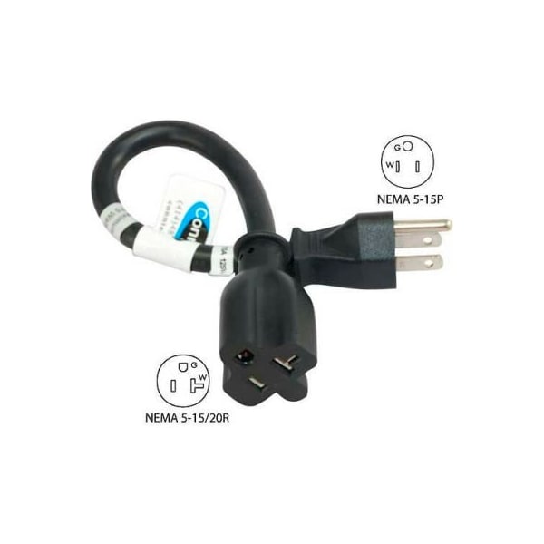 Conntek Conntek P515520 1-Ft Power Adapter Cord with 5-15P male plug to 5-15/20R female connector - P515520