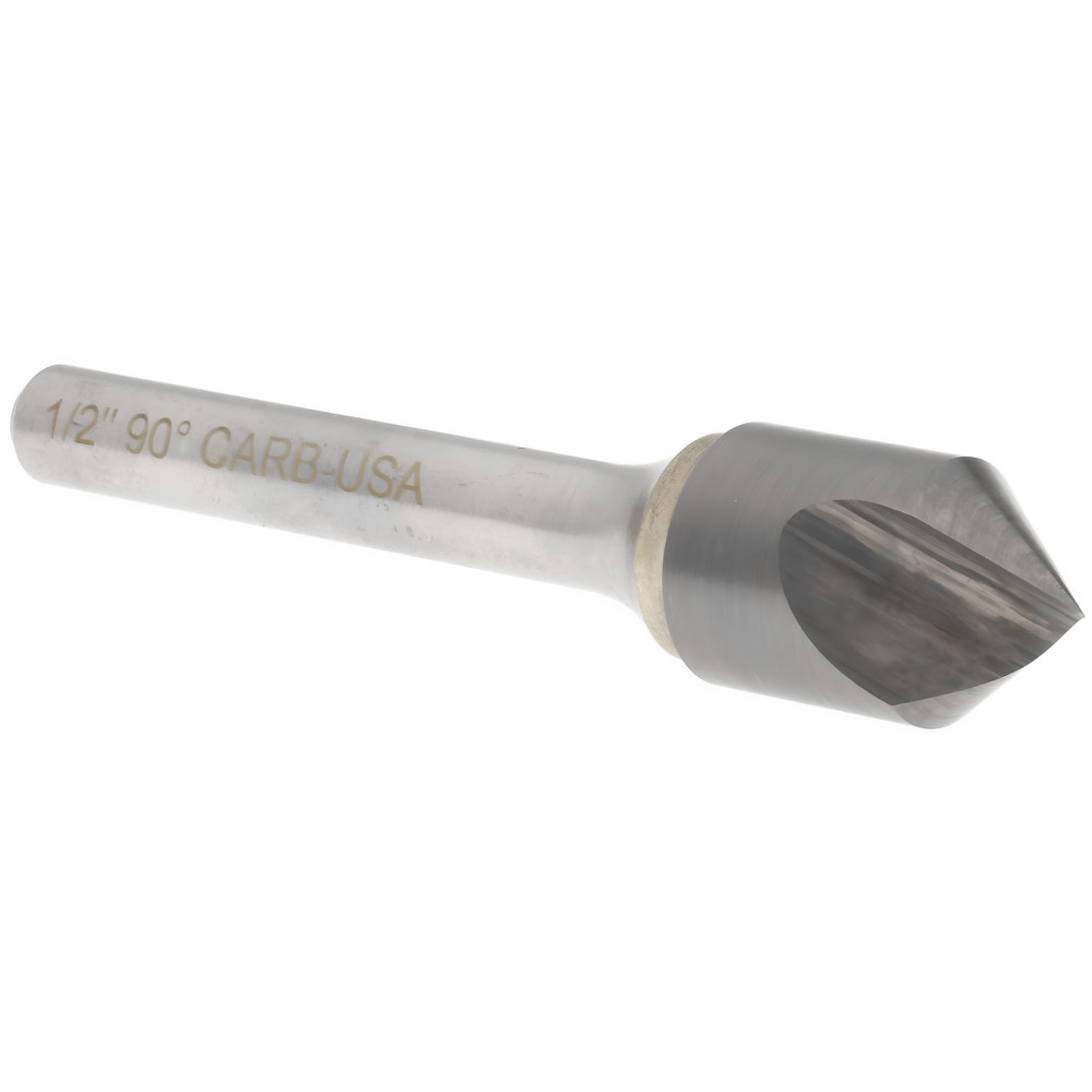 SGS Countersink: 1/2" Head Dia, 90.00 deg Included Angle, 1 Flute, Solid Carbide, Right Hand Cut - 74213