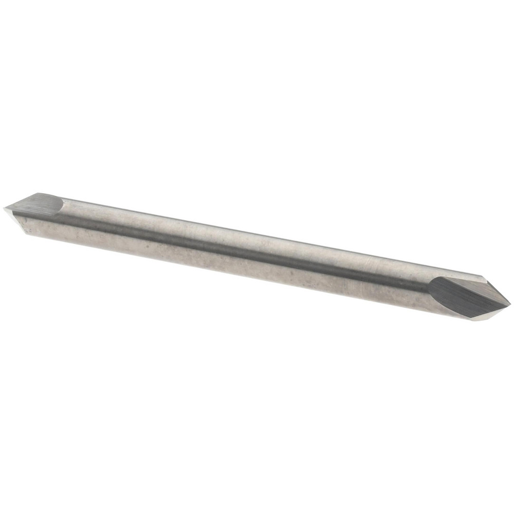 Harvey Tool Chamfer Mill: 1/8" Dia, 1/8" Shank Dia, 90 deg, 2 Flute, Solid Carbide, Double End - 988445