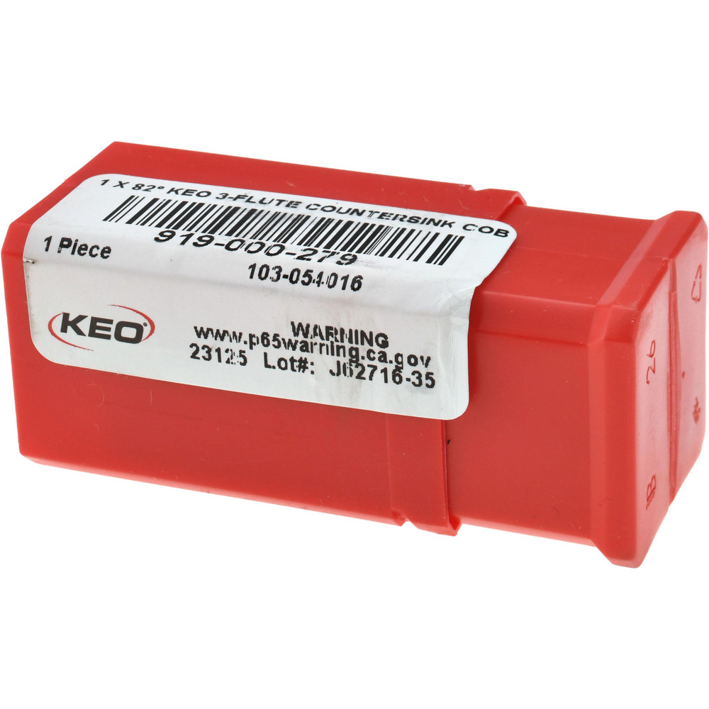 Keo Countersink: 1" Head Dia, 82.00 deg Included Angle, 3 Flute, Cobalt Steel, Right Hand Cut - 919-000-279