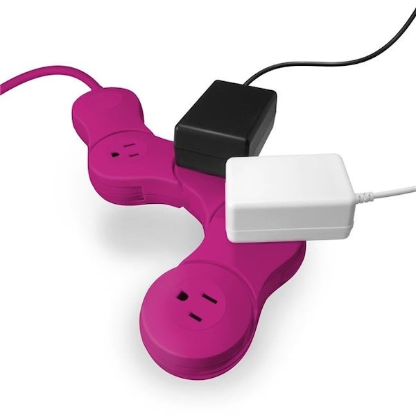 Quirky Quirky VPVJP-PK01 Pivot Power Junior - 4 Outlet; Pink - VPVJP-PK01