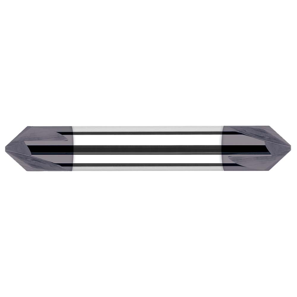 Harvey Tool Chamfer Mill: 3/8" Dia, 3/8" Shank Dia, 90 deg, 3 Flute, Solid Carbide, Double End - 934045-C3