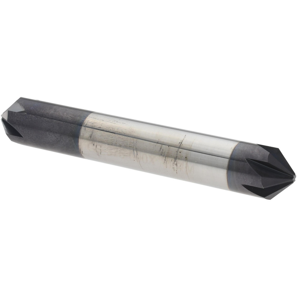 Harvey Tool Chamfer Mill: 3/8" Dia, 3/8" Shank Dia, 90 deg, 3 Flute, Solid Carbide, Double End - 934045-C3