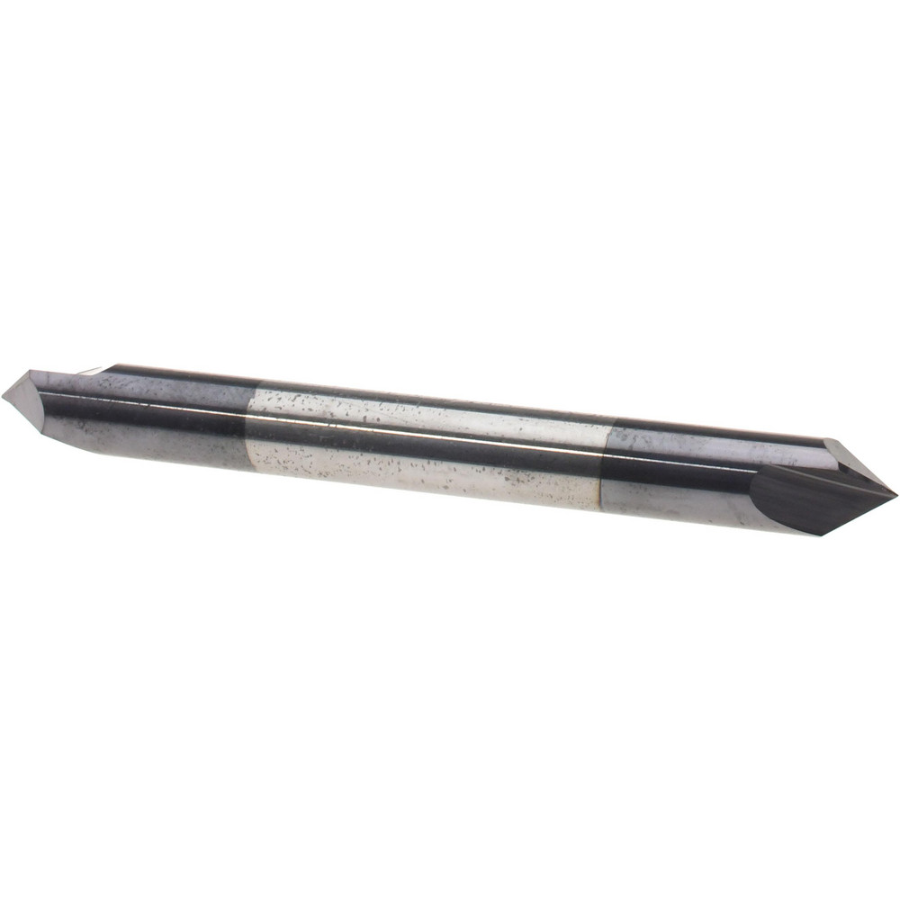 Harvey Tool Chamfer Mill: 3/8" Dia, 3/8" Shank Dia, 90 deg, 3 Flute, Solid Carbide, Double End - 934045-C3