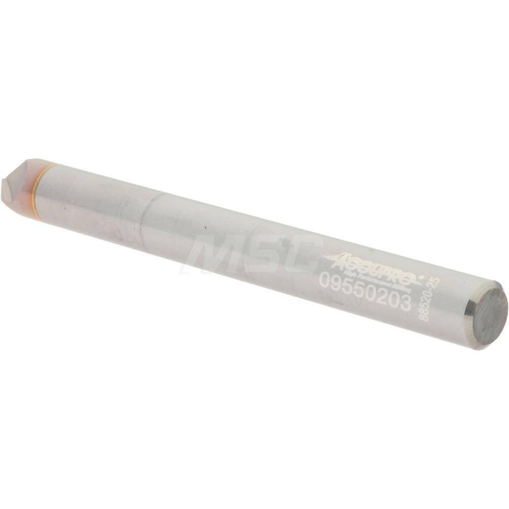 Accupro Chamfer Mill: 1/4" Dia, 1/4" Shank Dia, 90 deg, 2 Flute, Solid Carbide, Single End - 2500016