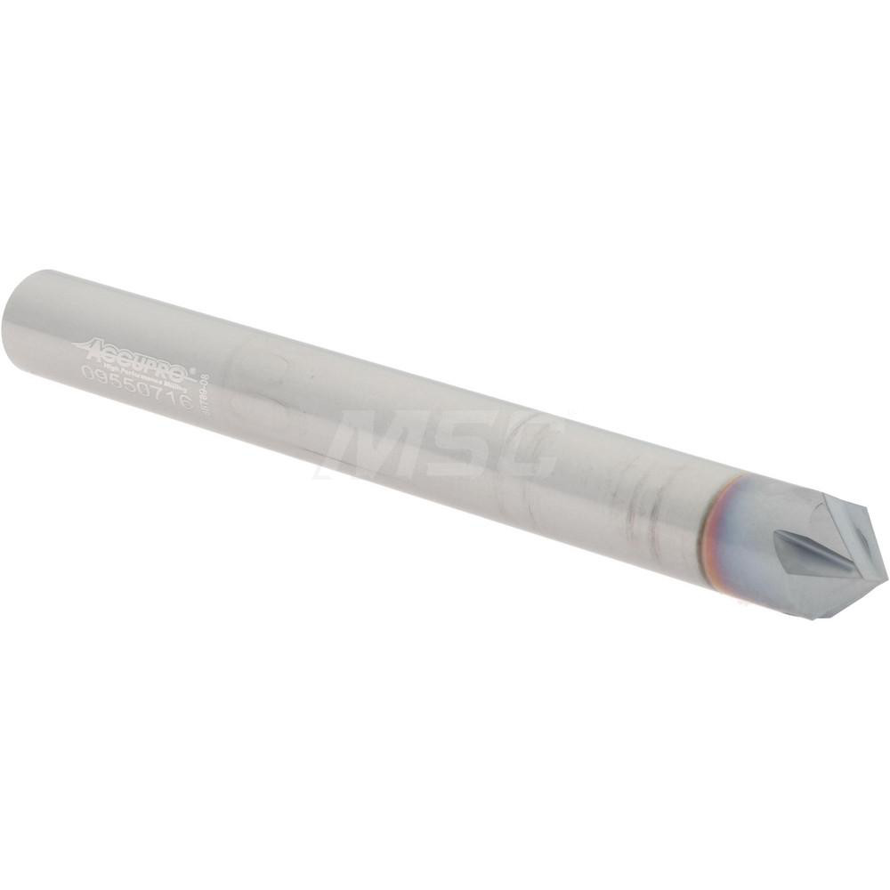 Accupro Chamfer Mill: 1/4" Dia, 1/4" Shank Dia, 90 deg, 4 Flute, Solid Carbide, Single End - 2500009