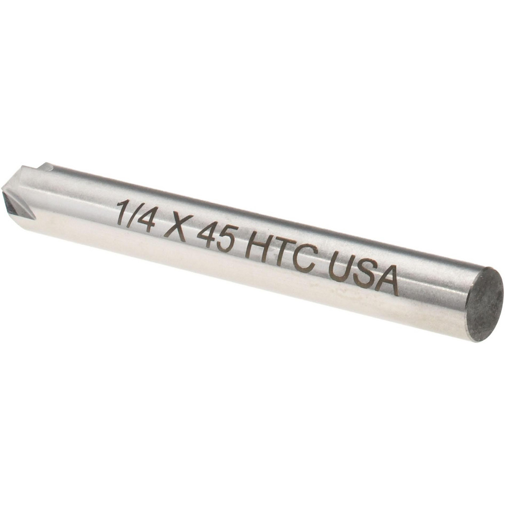Harvey Tool Chamfer Mill: 1/4" Dia, 1/4" Shank Dia, 90 deg, 4 Flute, Cobalt, Single End - 18016