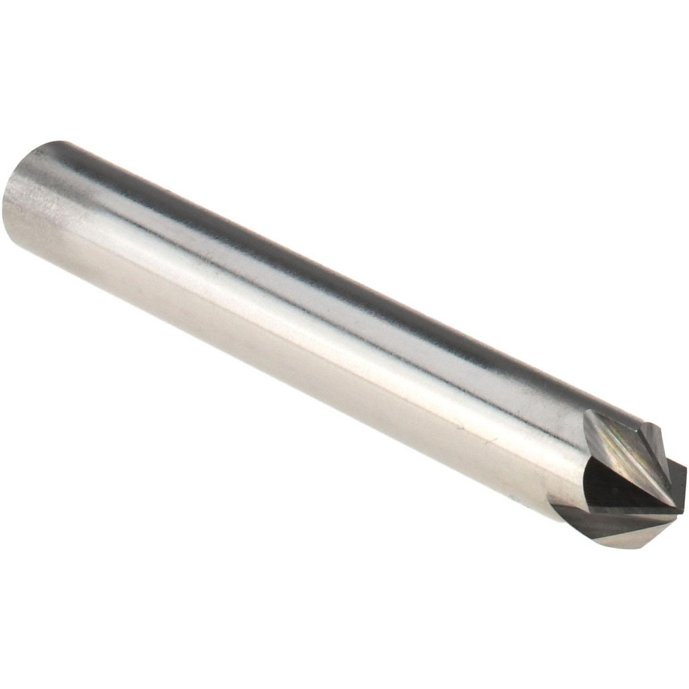 Harvey Tool Chamfer Mill: 1/4" Dia, 1/4" Shank Dia, 90 deg, 4 Flute, Cobalt, Single End - 18016