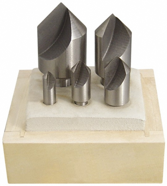 Keo Countersink Set: 5 Pc, 1/4 to 1" Head Dia, 1 Flute, 60 deg Included Angle - 919-000-050