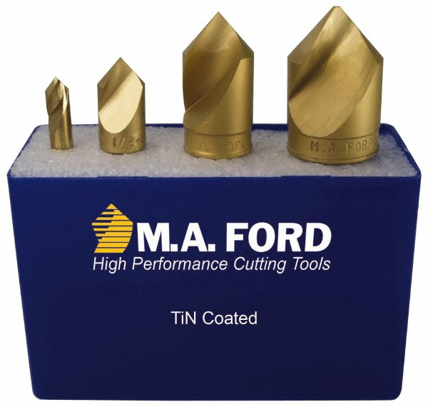 Keo Countersink Set: 5 Pc, 1/4 to 1" Head Dia, 1 Flute, 60 deg Included Angle - 919-000-050