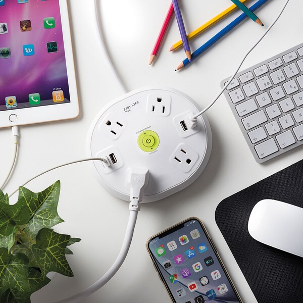 Easylife Tech Base Power Strip 4 Outlet 4 USB 1200 J Surge Protection with 6 ft Cord - 0-2514