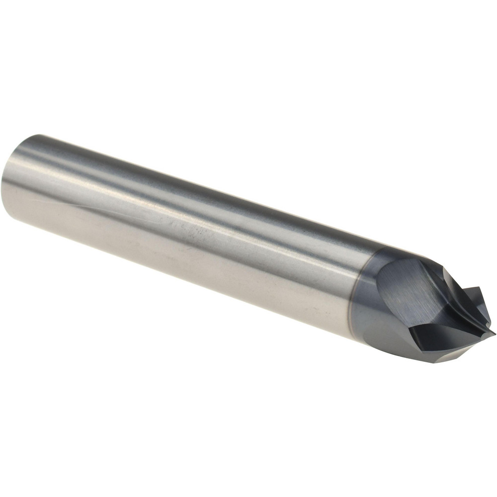 Harvey Tool Chamfer Mill: 1/2" Dia, 1/2" Shank Dia, 90 deg, 4 Flute, Solid Carbide, Single End - 859732-C3