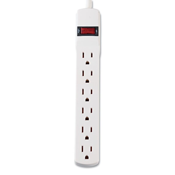 Innovera Six-Outlet Power Strip, 6 ft. Cord, 1-15/16 x 10-3/16 x 1-3/16, Ivory - IVR73306