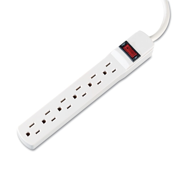 Innovera Six-Outlet Power Strip, 6 ft. Cord, 1-15/16 x 10-3/16 x 1-3/16, Ivory - IVR73306