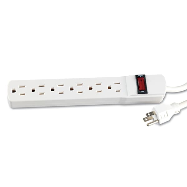 Innovera Six-Outlet Power Strip, 6 ft. Cord, 1-15/16 x 10-3/16 x 1-3/16, Ivory - IVR73306