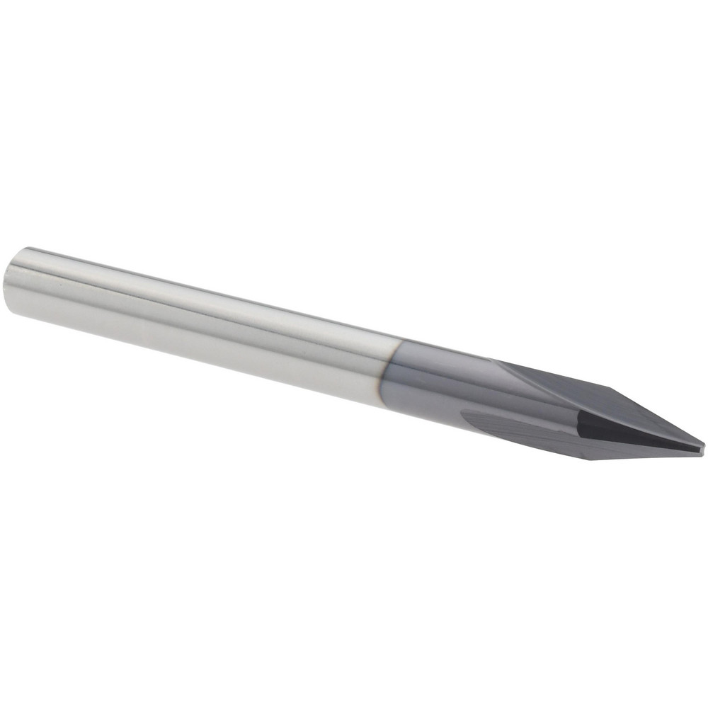Harvey Tool Chamfer Mill: 1/4" Dia, 1/4" Shank Dia, 30 deg, 3 Flute, Solid Carbide, Single End - 48515