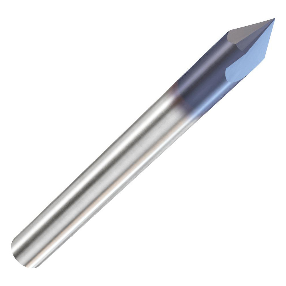 Harvey Tool Chamfer Mill: 3/16" Dia, 3/16" Shank Dia, 60 deg, 2 Flute, Solid Carbide, Single End - 72430-C3