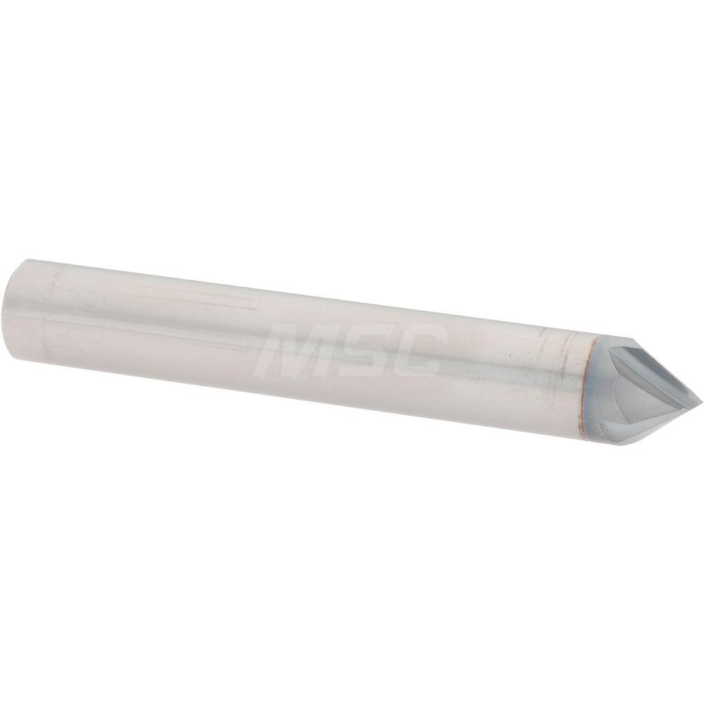 Harvey Tool Chamfer Mill: 3/8" Dia, 3/8" Shank Dia, 60 deg, 2 Flute, Solid Carbide, Single End - 72530-C3