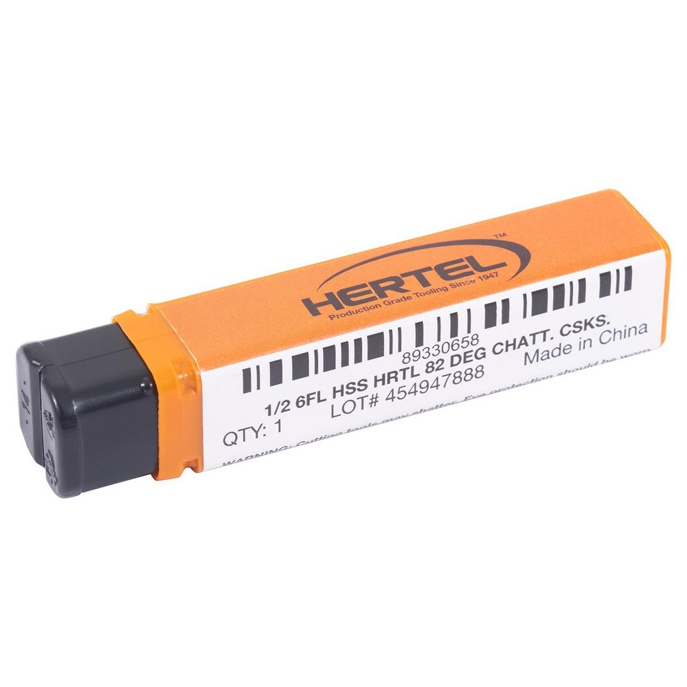 Hertel Countersink: 1/2" Head Dia, 82.00 deg Included Angle, 6 Flute, High-Speed Steel, Right Hand Cut - GX89330658