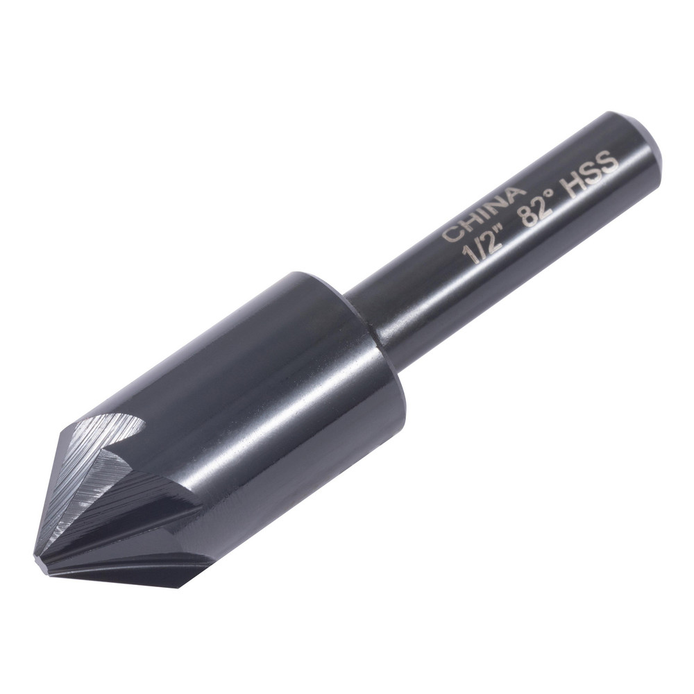 Hertel Countersink: 1/2" Head Dia, 82.00 deg Included Angle, 6 Flute, High-Speed Steel, Right Hand Cut - GX89330658