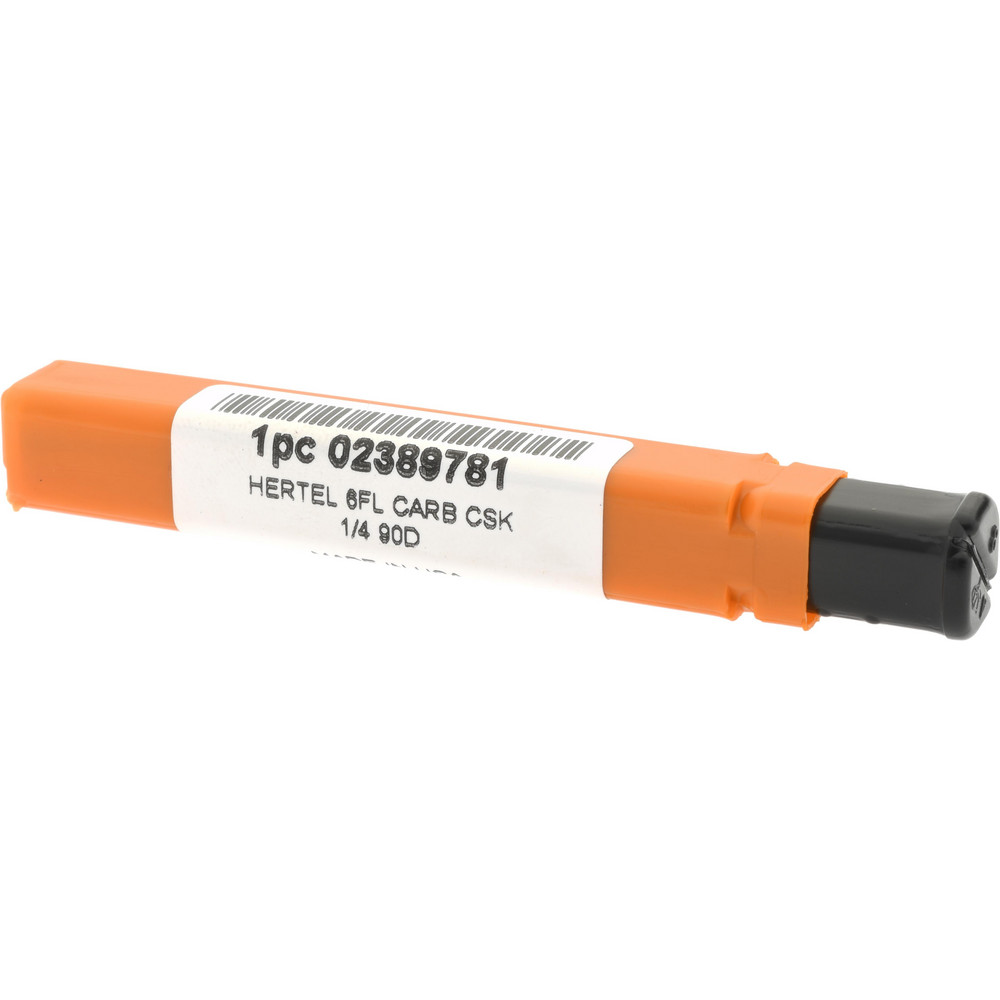 Hertel Countersink: 1/4" Head Dia, 90.00 deg Included Angle, 6 Flute, Solid Carbide, Right Hand Cut - 336-003070