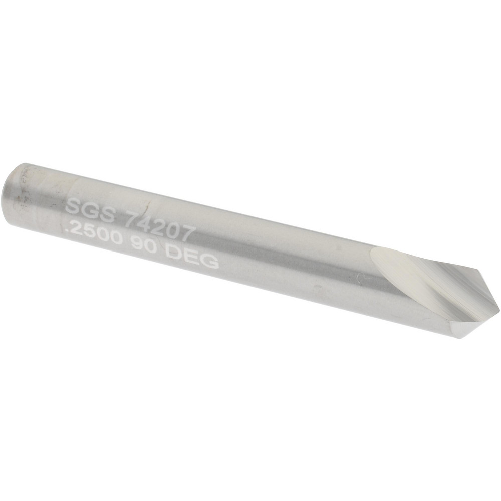 Hertel Countersink: 1/4" Head Dia, 90.00 deg Included Angle, 6 Flute, Solid Carbide, Right Hand Cut - 336-003070