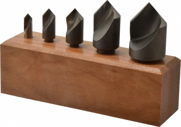 Value Collection Countersink Set: 5 Pc, 1/4 to 1" Head Dia, 1 Flute, 82 deg Included Angle - SC10825S