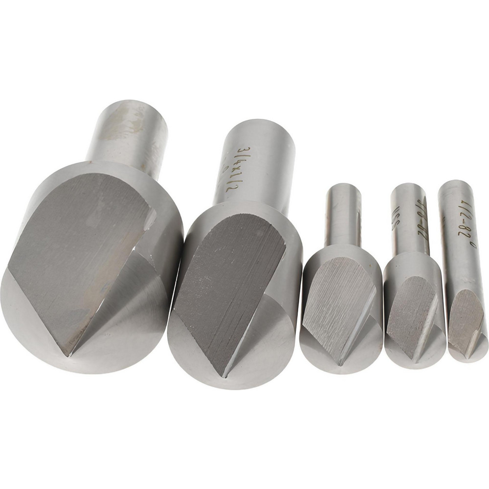 Value Collection Countersink Set: 5 Pc, 1/4 to 1" Head Dia, 1 Flute, 82 deg Included Angle - SC10825S