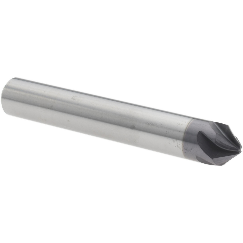 Harvey Tool Chamfer Mill: 5/16" Dia, 5/16" Shank Dia, 90 deg, 5 Flute, Solid Carbide, Single End - 908420-C3