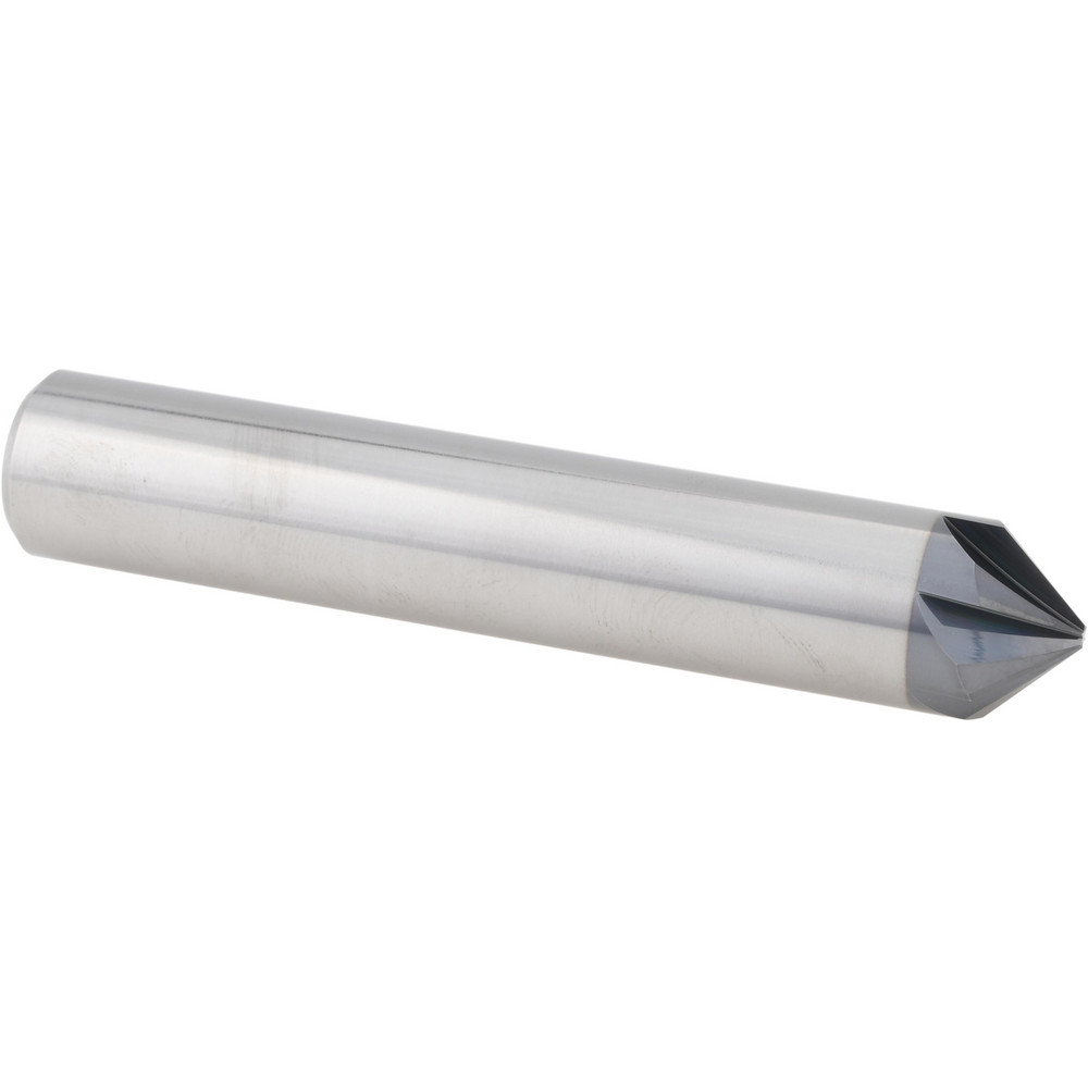 Harvey Tool Chamfer Mill: 5/8" Dia, 5" Shank Dia, 90 deg, 4 Flute, Solid Carbide, Single End - 765445-C3