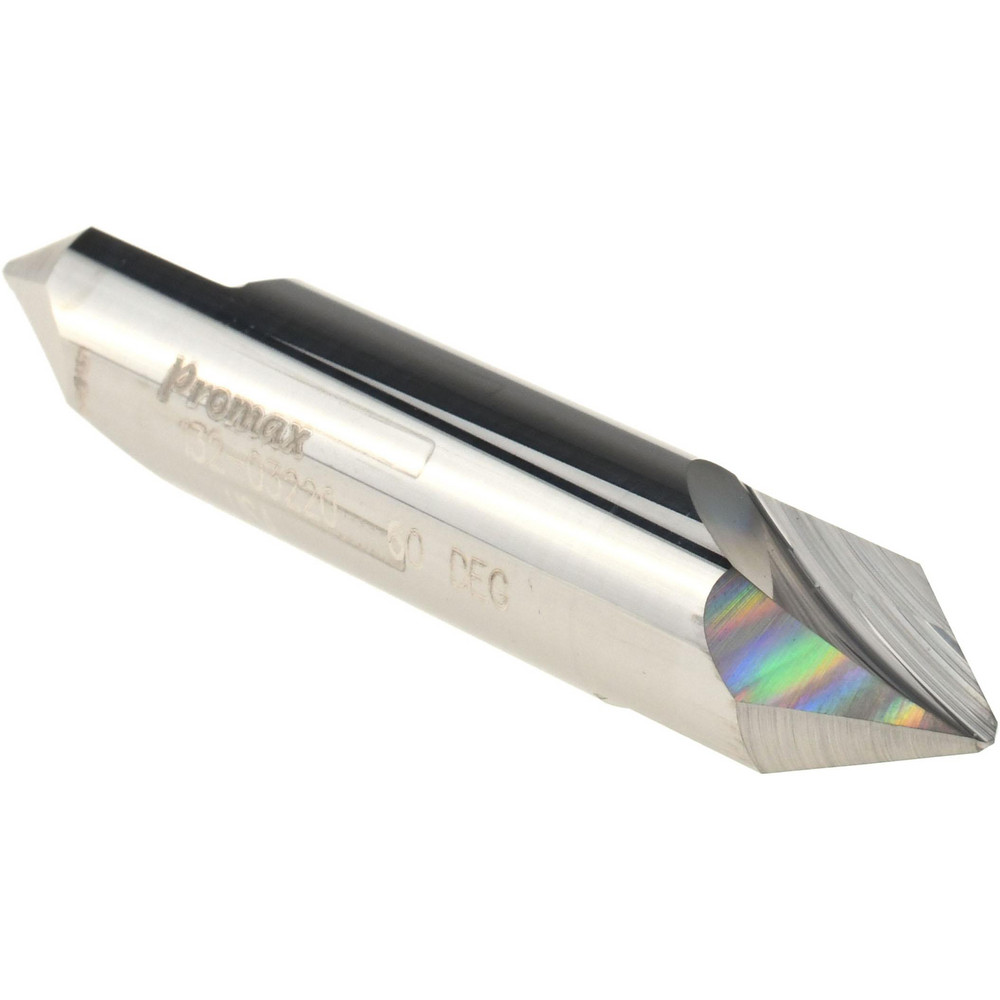 ProMax Chamfer Mill: 1/2" Dia, 1/2" Shank Dia, 60 deg, 2 Flute, Solid Carbide, Double End - 132-03220