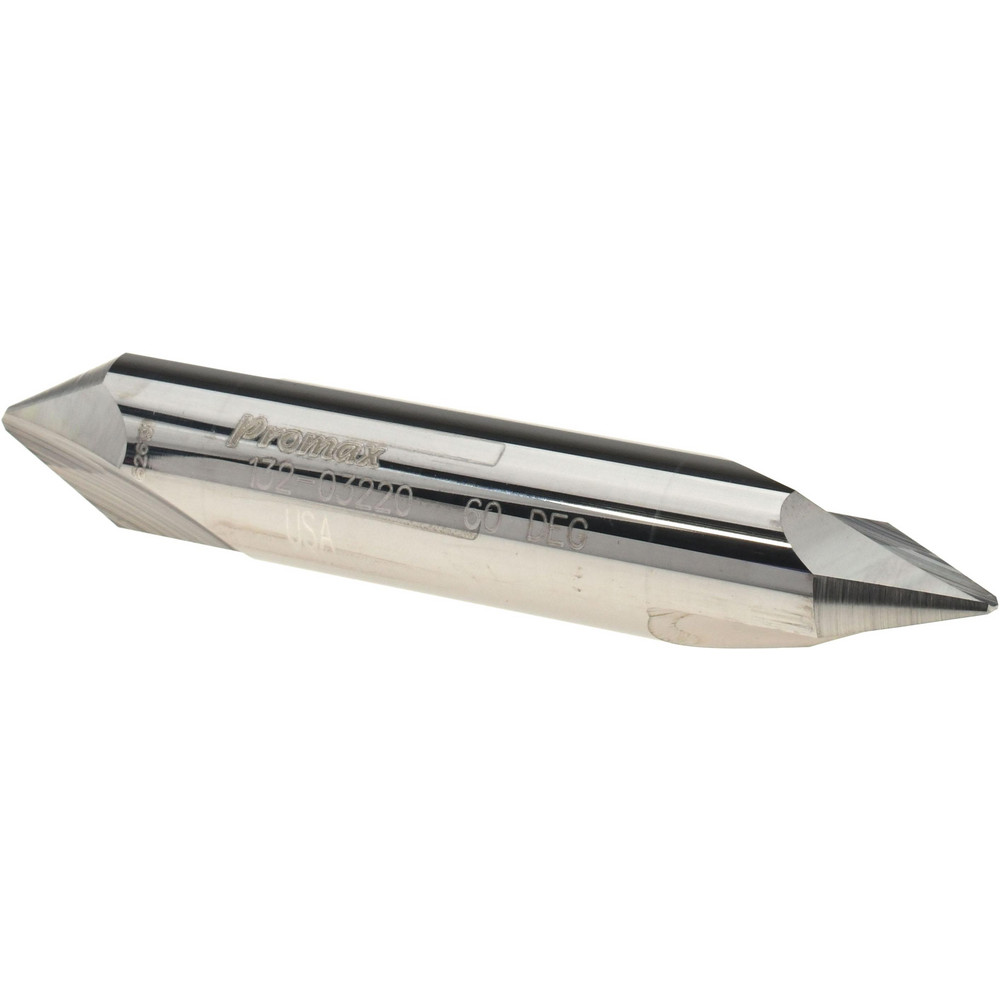 ProMax Chamfer Mill: 1/2" Dia, 1/2" Shank Dia, 60 deg, 2 Flute, Solid Carbide, Double End - 132-03220