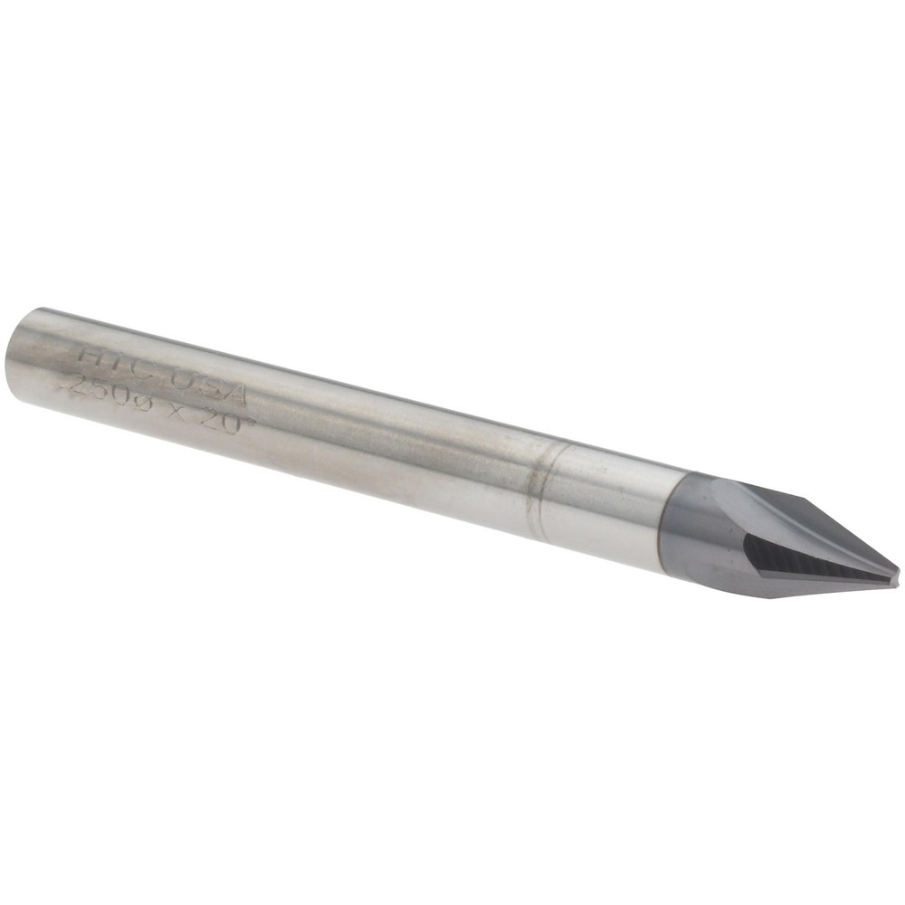 Harvey Tool Chamfer Mill: 1/4" Dia, 1/4" Shank Dia, 80 deg, 3 Flute, Solid Carbide, Single End - 18540-C3