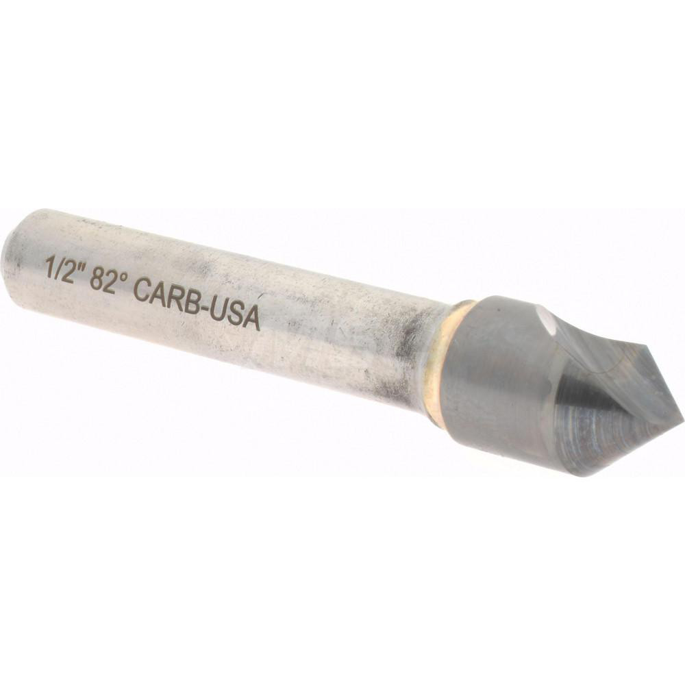 Hertel Countersink: 1/2" Head Dia, 90.00 deg Included Angle, 1 Flute, Solid Carbide, Right Hand Cut - 331-006570