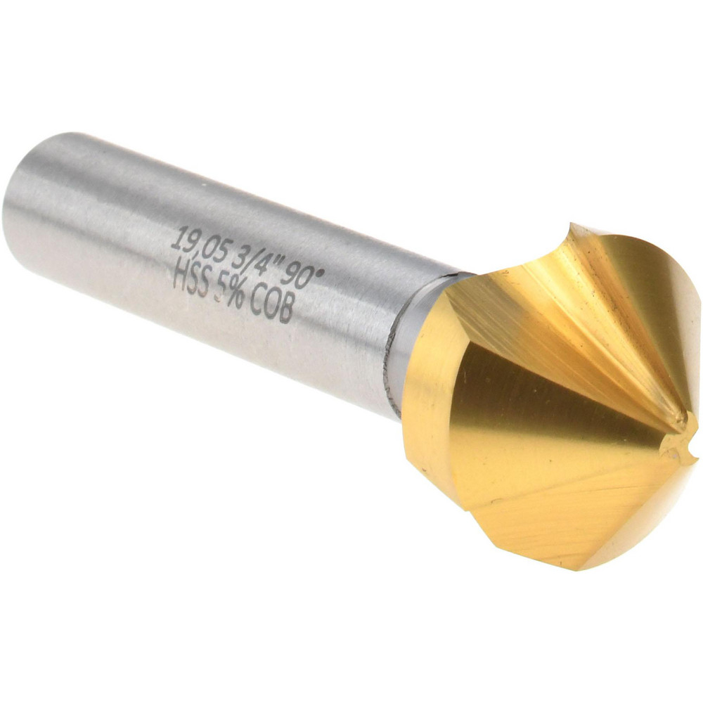 Magafor Countersink: 3/4" Head Dia, 90.00 deg Included Angle, 3 Flute, Cobalt Steel, Right Hand Cut - 84483119050