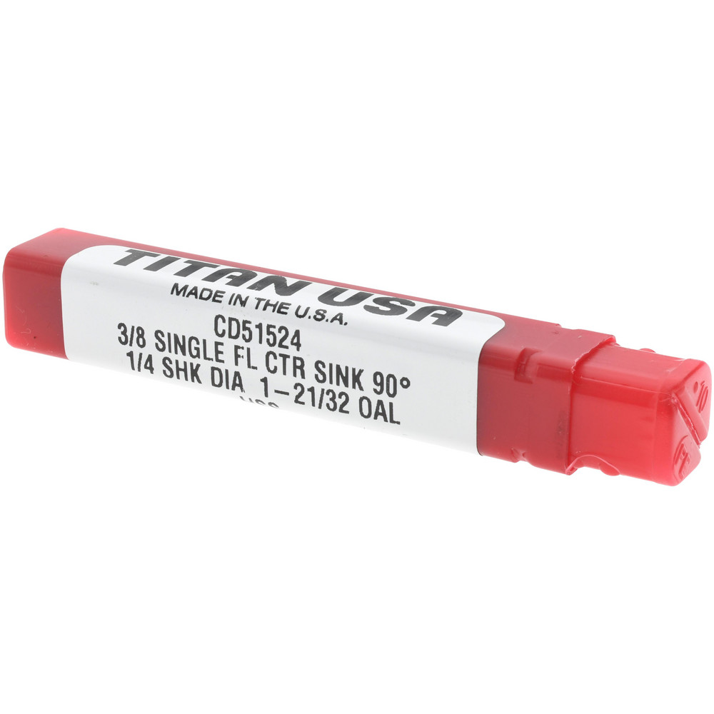 Titan USA Countersink: 3/8" Head Dia, 90.00 deg Included Angle, 1 Flute, Solid Carbide, Right Hand Cut - CD51524