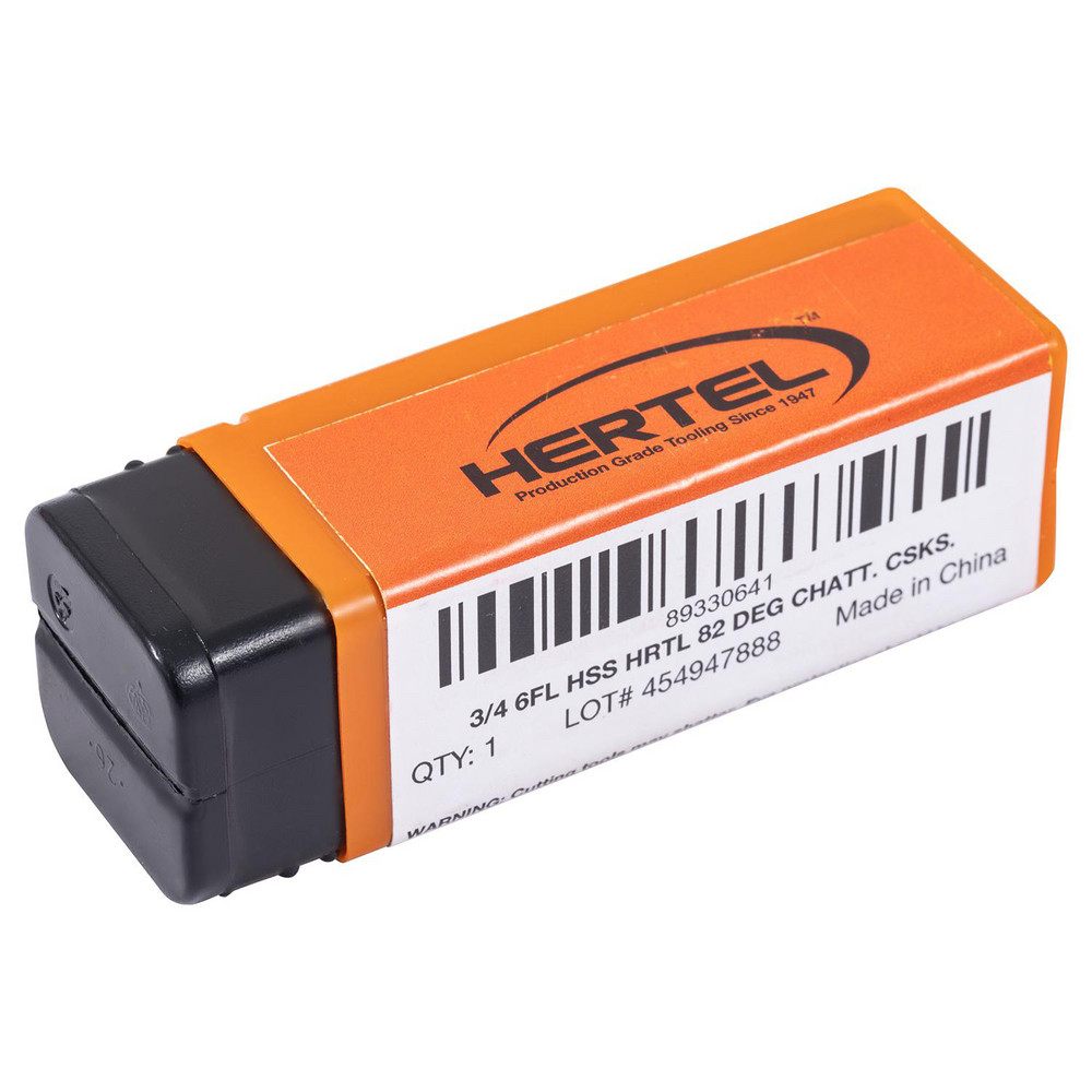 Hertel Countersink: 3/4" Head Dia, 82.00 deg Included Angle, 6 Flute, High-Speed Steel, Right Hand Cut - GX89330641