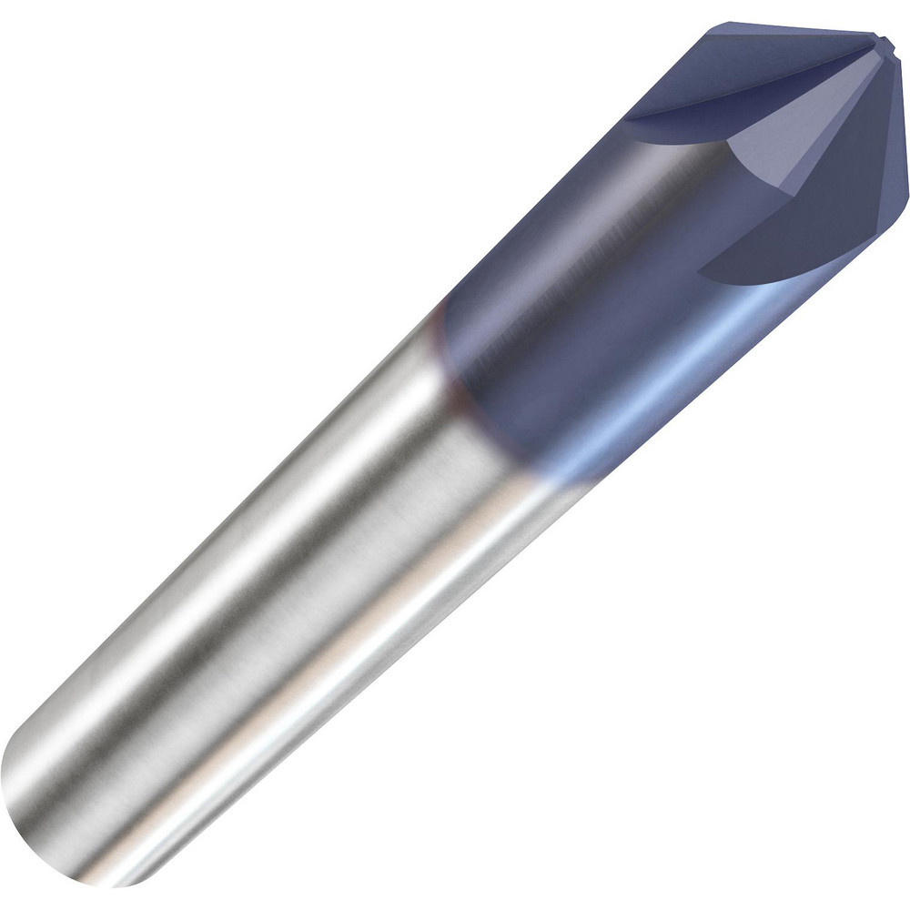 Harvey Tool Chamfer Mill: 1/4" Dia, 1/4" Shank Dia, 90 deg, 4 Flute, Solid Carbide, Single End - 765016-C3