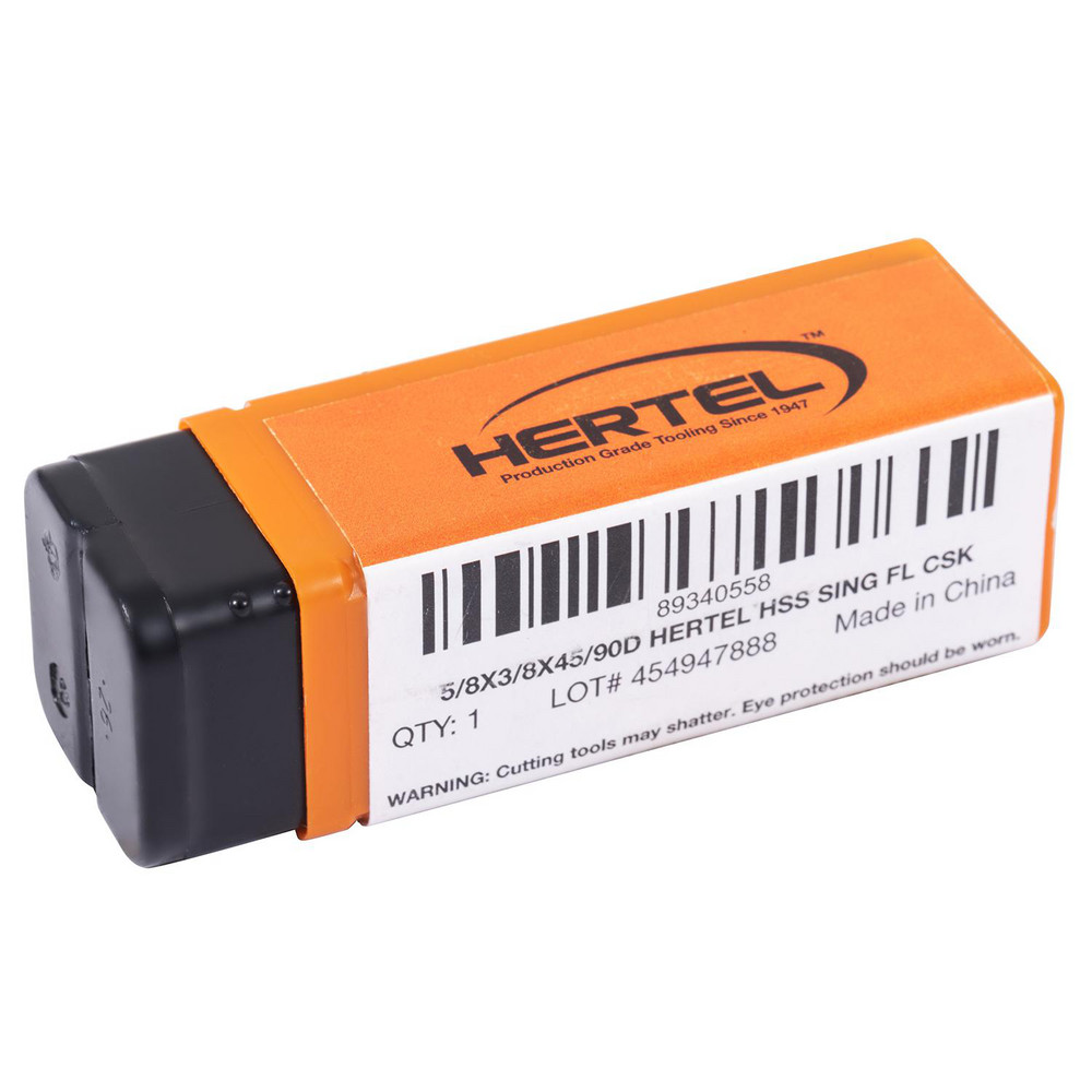 Hertel Countersink: 5/8" Head Dia, 90.00 deg Included Angle, 1 Flute, High-Speed Steel, Right Hand Cut - GX89340558