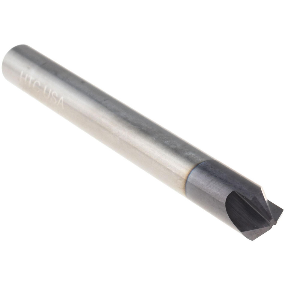 Harvey Tool Chamfer Mill: 1/4" Dia, 1/4" Shank Dia, 100 deg, 3 Flute, Solid Carbide, Single End - 18550-C3