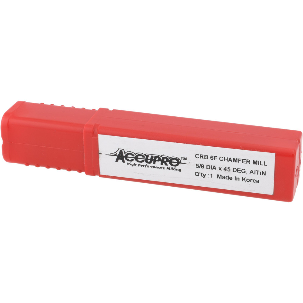 Accupro Chamfer Mill: 5/8" Dia, 5/8" Shank Dia, 90 deg, 6 Flute, Solid Carbide, Single End - EM99943847