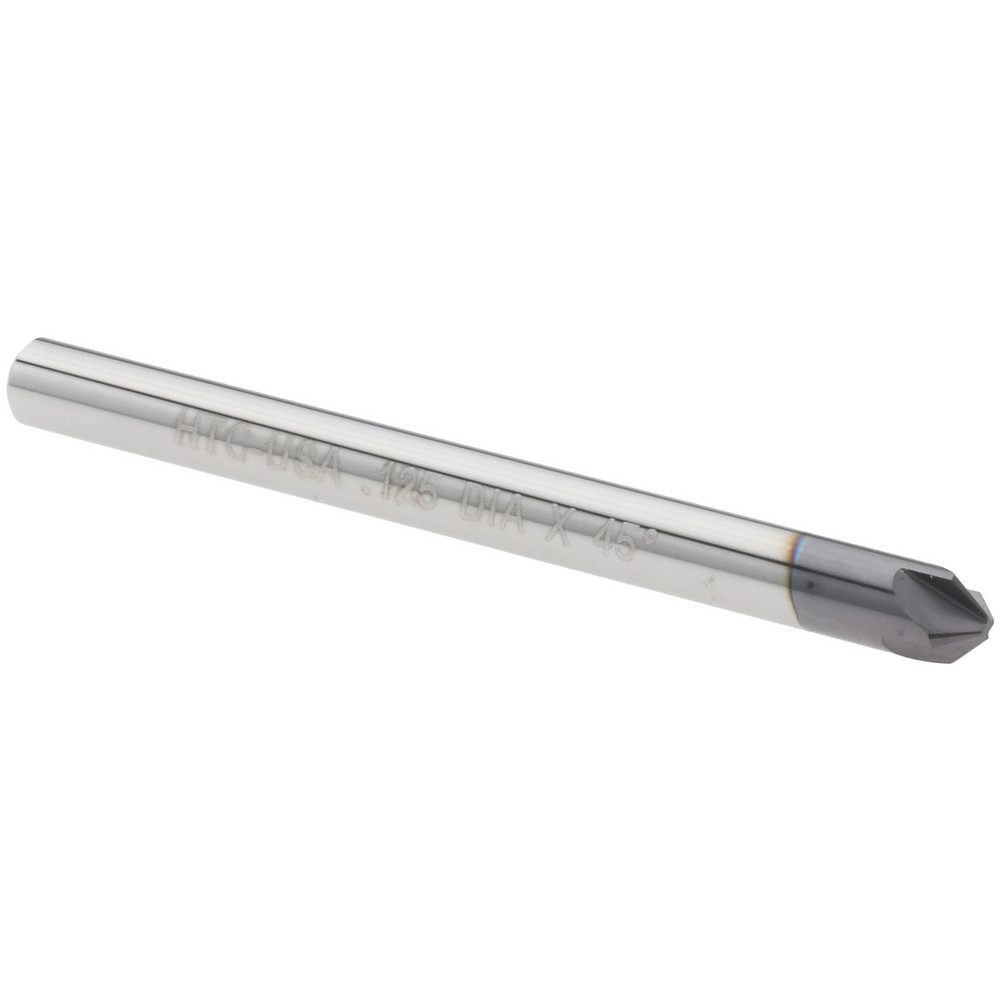 Harvey Tool Chamfer Mill: 1/8" Dia, 1/8" Shank Dia, 60 deg, 4 Flute, Solid Carbide, Single End - 802830-C3