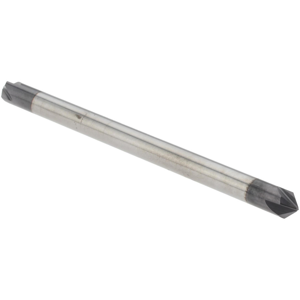 Titan USA Chamfer Mill: 1/8" Dia, 1/8" Shank Dia, 90 deg, 4 Flute, Solid Carbide, Double End - TC88146