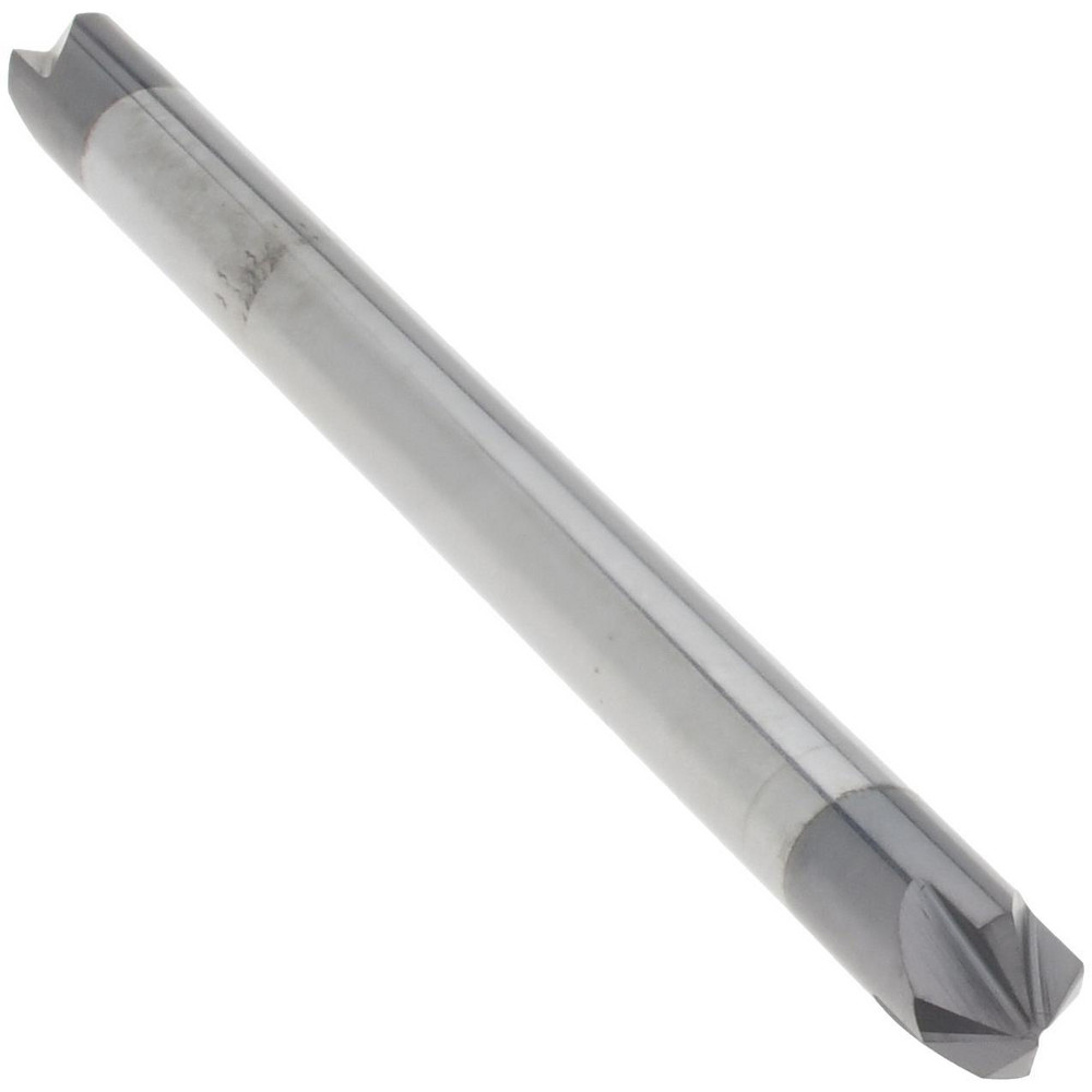 Titan USA Chamfer Mill: 1/8" Dia, 1/8" Shank Dia, 90 deg, 4 Flute, Solid Carbide, Double End - TC88146