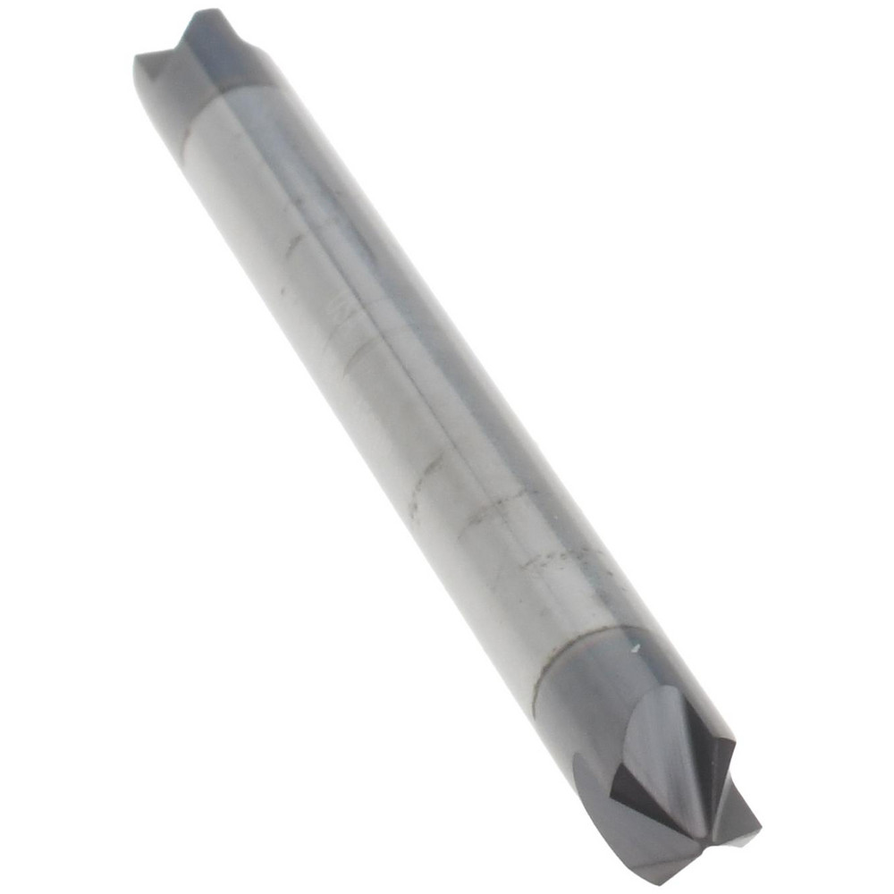 Titan USA Chamfer Mill: 3/16" Dia, 3/16" Shank Dia, 90 deg, 4 Flute, Solid Carbide, Double End - TC88149