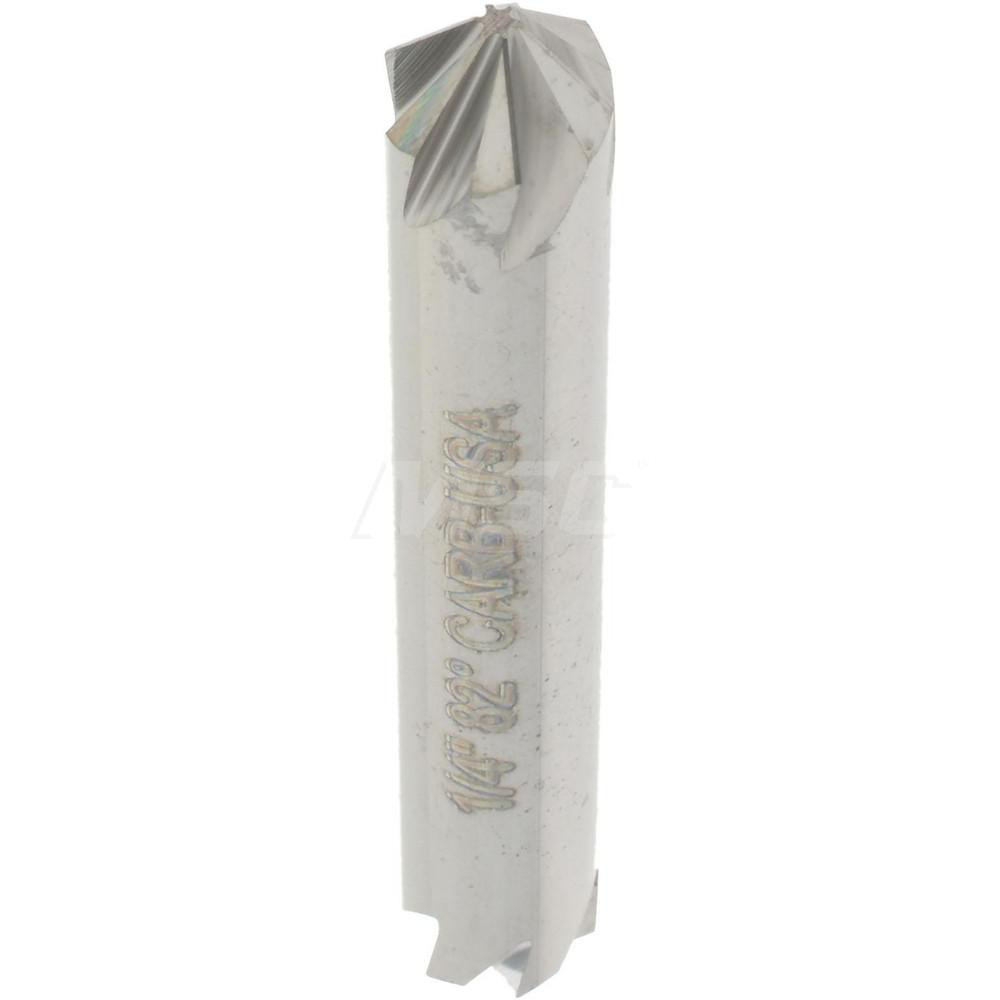 Hertel Countersink: 1/4" Head Dia, 82.00 deg Included Angle, 6 Flute, Solid Carbide, Right Hand Cut - 336-203060