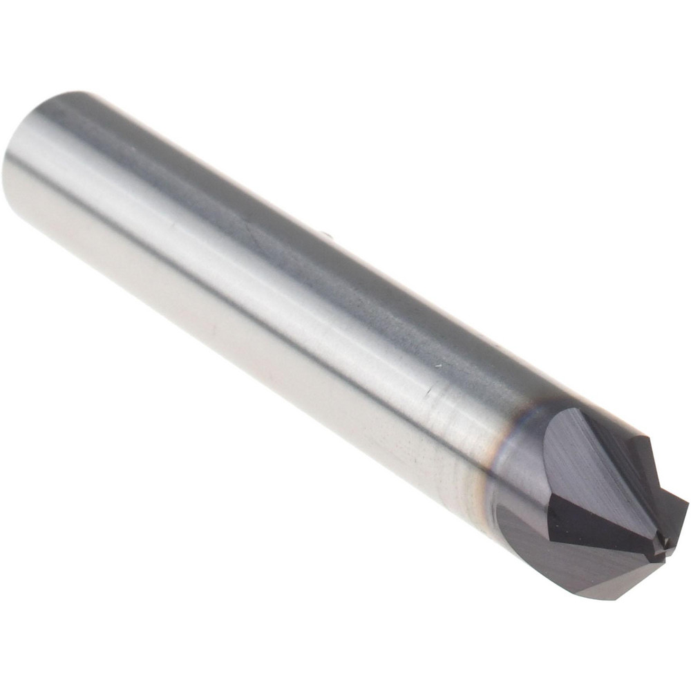 Harvey Tool Chamfer Mill: 3/8" Dia, 3/8" Shank Dia, 90 deg, 4 Flute, Solid Carbide, Single End - 827845-C3