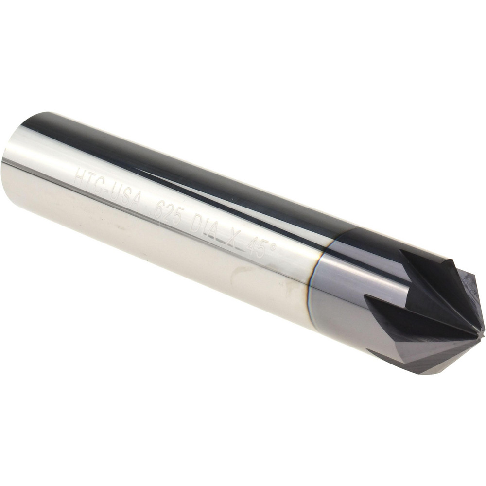 Harvey Tool Chamfer Mill: 5/8" Dia, 5/8" Shank Dia, 90 deg, 6 Flute, Solid Carbide, Single End - 952845-C3