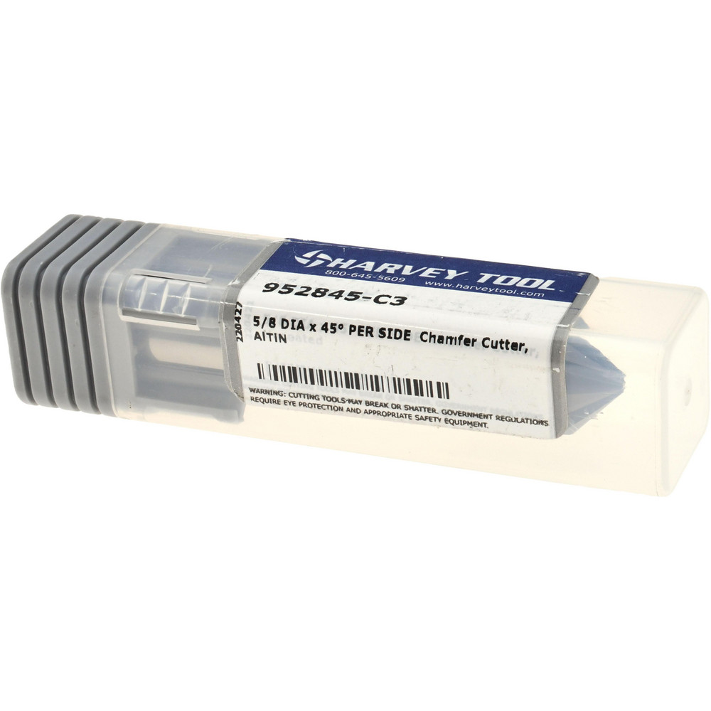 Harvey Tool Chamfer Mill: 5/8" Dia, 5/8" Shank Dia, 90 deg, 6 Flute, Solid Carbide, Single End - 952845-C3